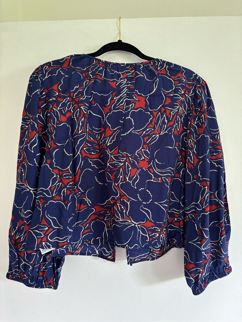Banana Republic Factory Navy Floral Tie-Front Blouse - Picture 7 of 8
